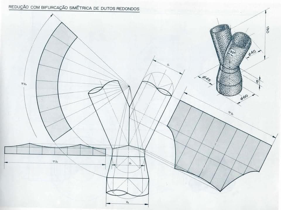 Fabrication drawing — pipe bifurcation
