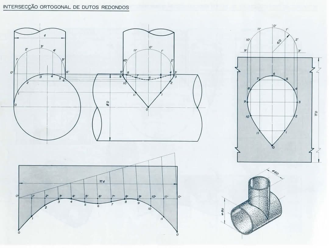Fabrication drawing — pipe intersections